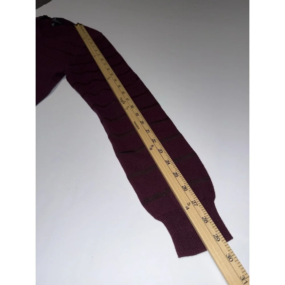 Marc Anthony Men Medium V-Neck Sweater Burgundy Striped Pullover Preppy Casual